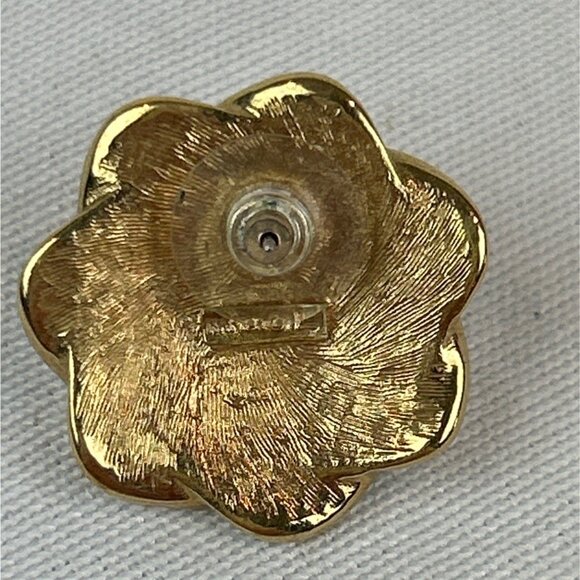 Vintage Napier Gold-Tone Single Pierced Earring Faux Pearl Center 80s 90s - Picture 2 of 6